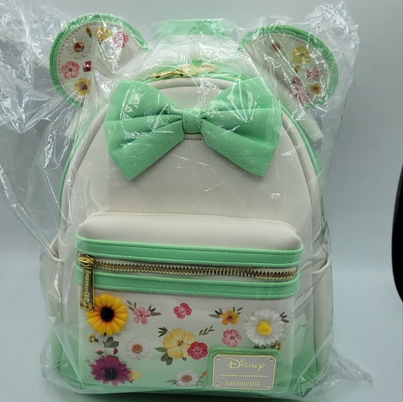 Loungefly Handbags - New Loungefly Disney Minnie Mouse Pressed Flower Bow Backpack